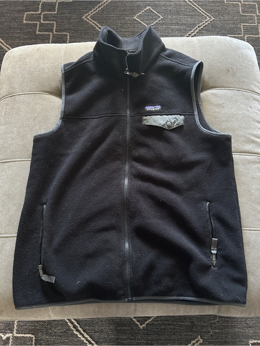 Patagonia Black Men’s Fleece Vest with Chest Patch